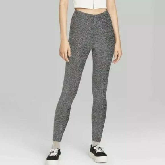 Women's High Waisted Leggings XS - Wild Fable Metallic Black & Silver - Picture 1 of 6